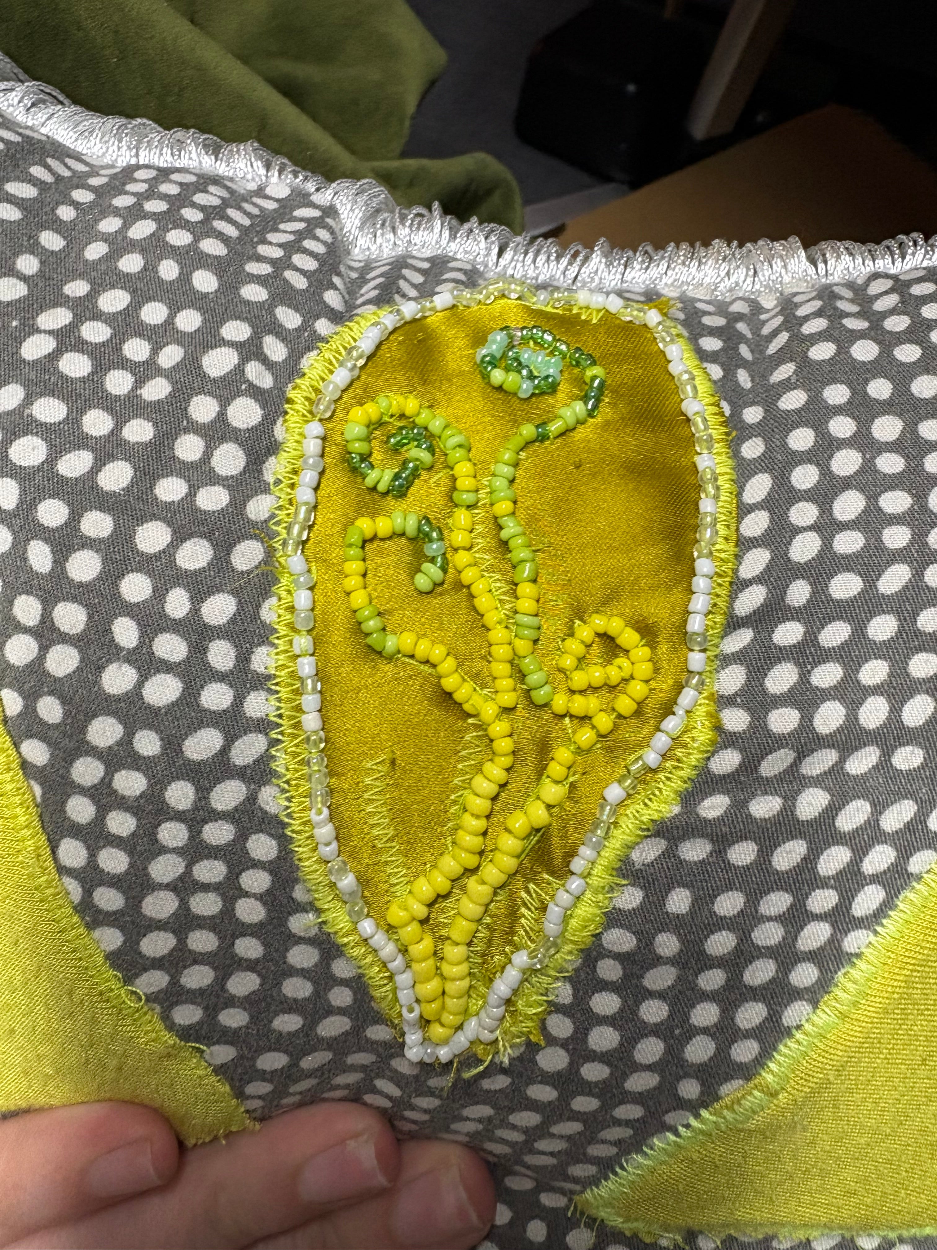 Fringe and dots pillow